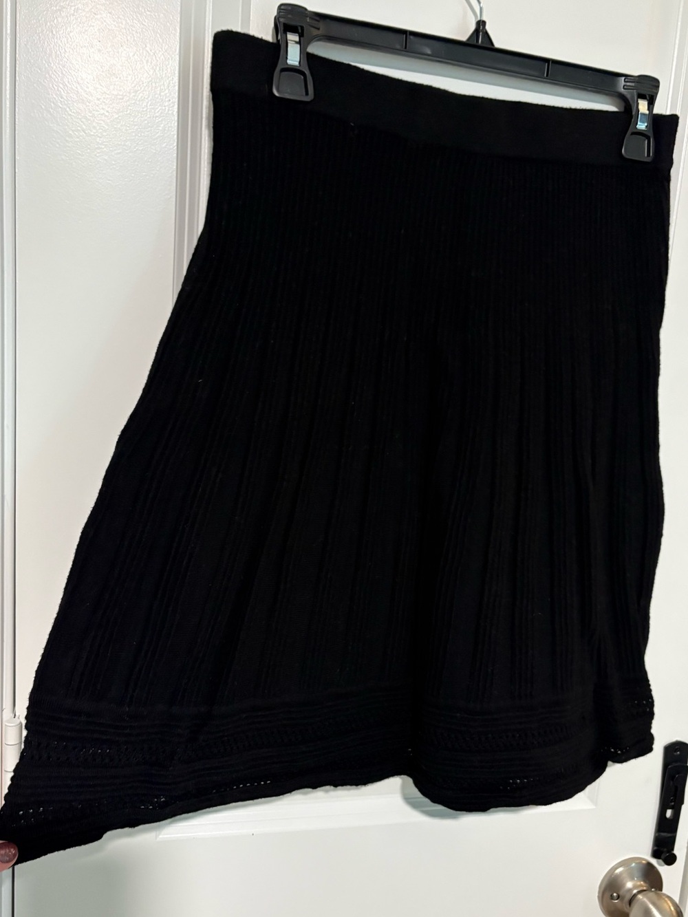 Sophie Max Black Ribbed Knit A-Line Skirt Size Medium - Picture 2 of 5